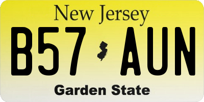 NJ license plate B57AUN