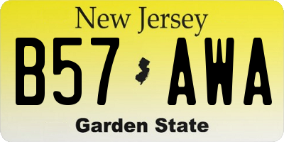 NJ license plate B57AWA
