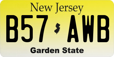 NJ license plate B57AWB