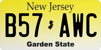 NJ license plate B57AWC