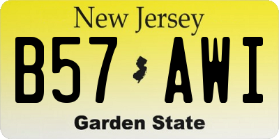 NJ license plate B57AWI