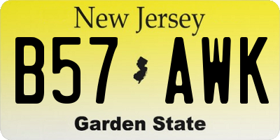 NJ license plate B57AWK