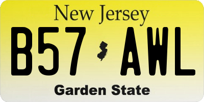 NJ license plate B57AWL