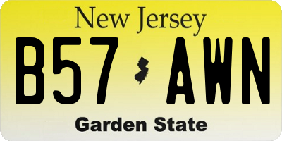 NJ license plate B57AWN