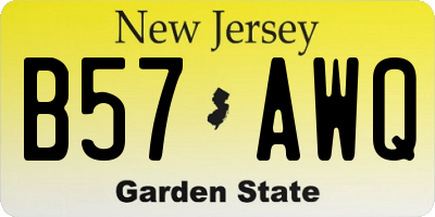 NJ license plate B57AWQ