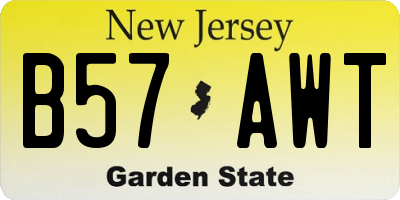 NJ license plate B57AWT
