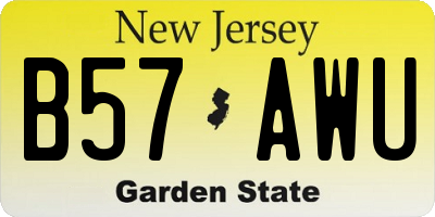 NJ license plate B57AWU