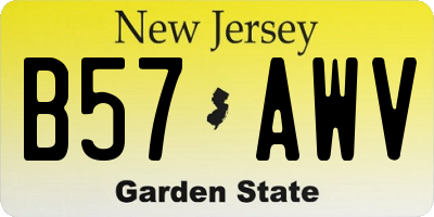 NJ license plate B57AWV