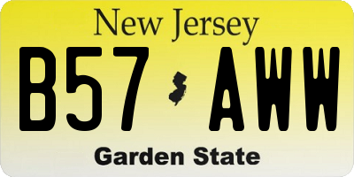 NJ license plate B57AWW