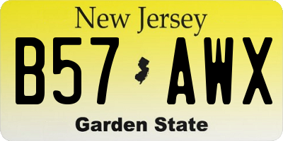 NJ license plate B57AWX