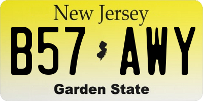 NJ license plate B57AWY