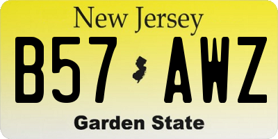 NJ license plate B57AWZ