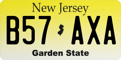 NJ license plate B57AXA