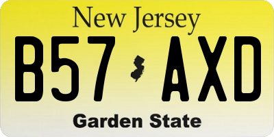 NJ license plate B57AXD