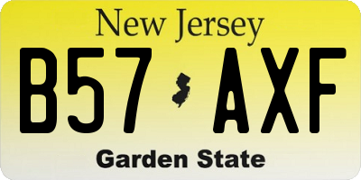 NJ license plate B57AXF
