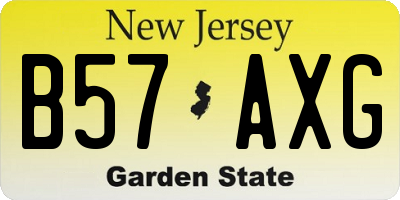 NJ license plate B57AXG