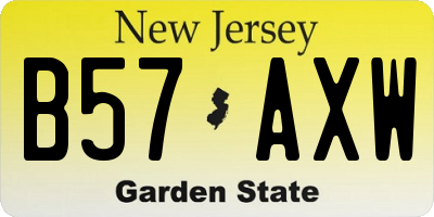 NJ license plate B57AXW