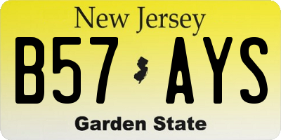 NJ license plate B57AYS