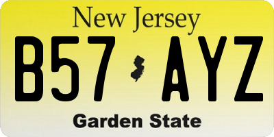 NJ license plate B57AYZ