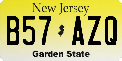 NJ license plate B57AZQ