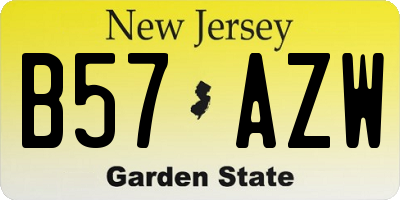 NJ license plate B57AZW