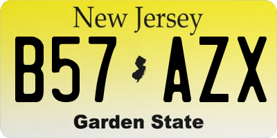 NJ license plate B57AZX