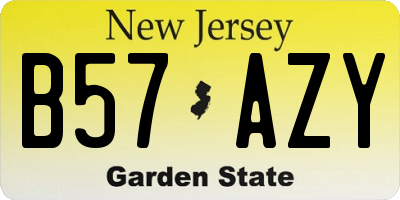 NJ license plate B57AZY