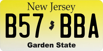 NJ license plate B57BBA