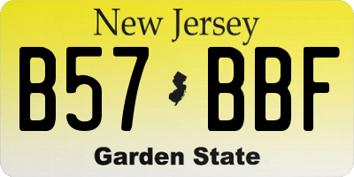 NJ license plate B57BBF