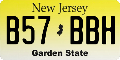 NJ license plate B57BBH