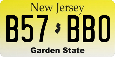 NJ license plate B57BBO