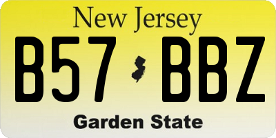 NJ license plate B57BBZ