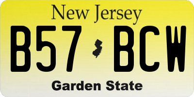 NJ license plate B57BCW