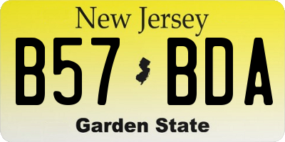 NJ license plate B57BDA