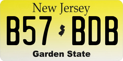 NJ license plate B57BDB