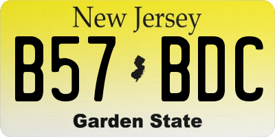 NJ license plate B57BDC