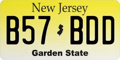 NJ license plate B57BDD