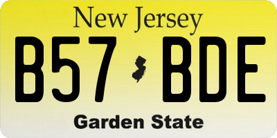 NJ license plate B57BDE