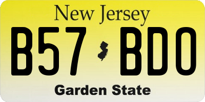 NJ license plate B57BDO