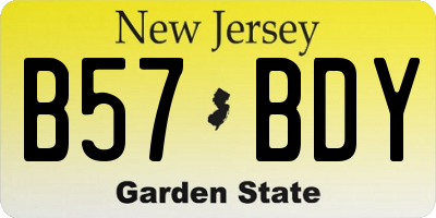 NJ license plate B57BDY