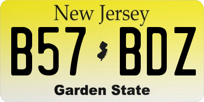 NJ license plate B57BDZ