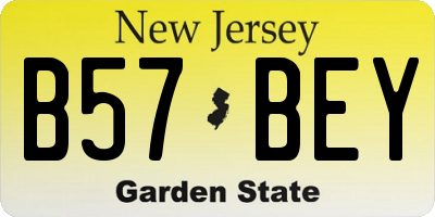 NJ license plate B57BEY