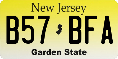 NJ license plate B57BFA