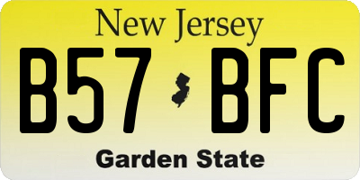 NJ license plate B57BFC