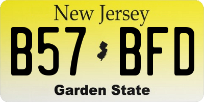 NJ license plate B57BFD