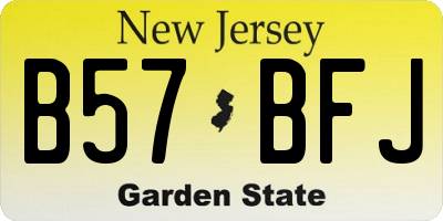 NJ license plate B57BFJ