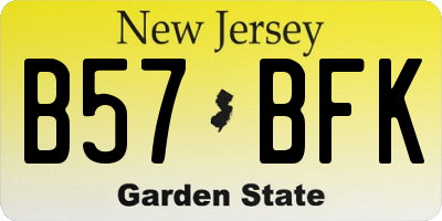 NJ license plate B57BFK