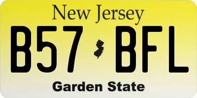 NJ license plate B57BFL