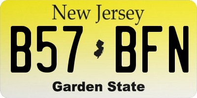 NJ license plate B57BFN