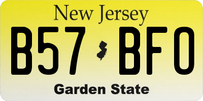 NJ license plate B57BFO